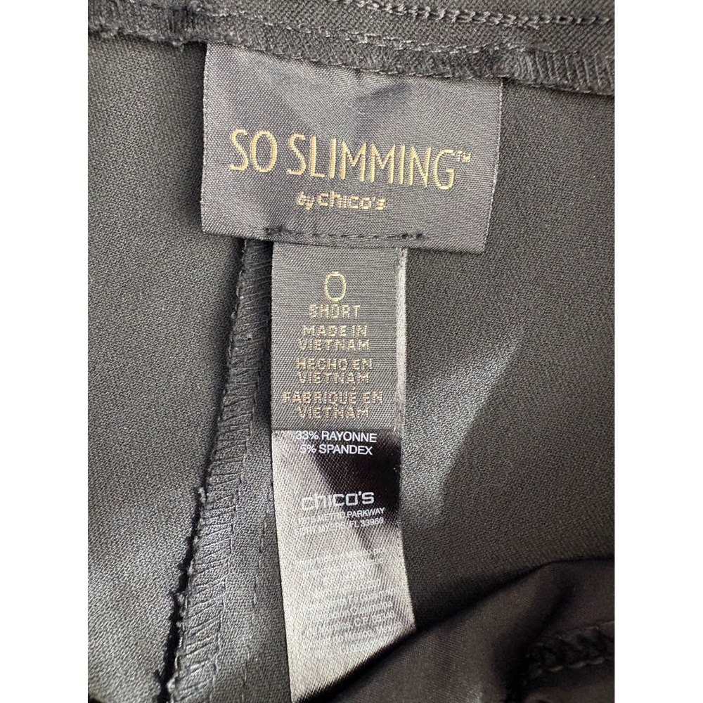 Chicos So Slimming Black Straight Leg Pull On Pants Size 0 Short Stretch Seamed - Picture 5 of 6